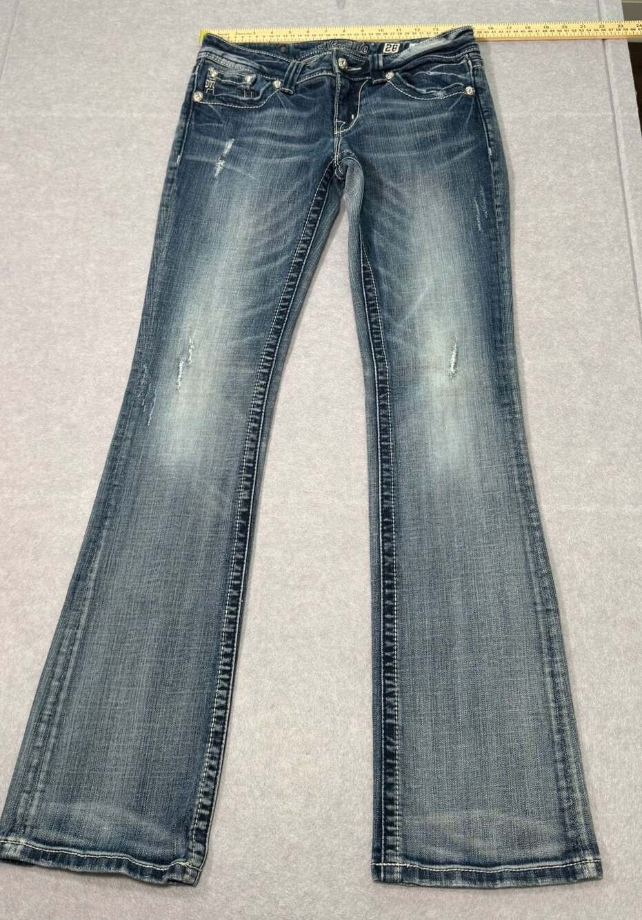 Miss Me Bootcut Jeans Size 28 Distressed Blue Denim